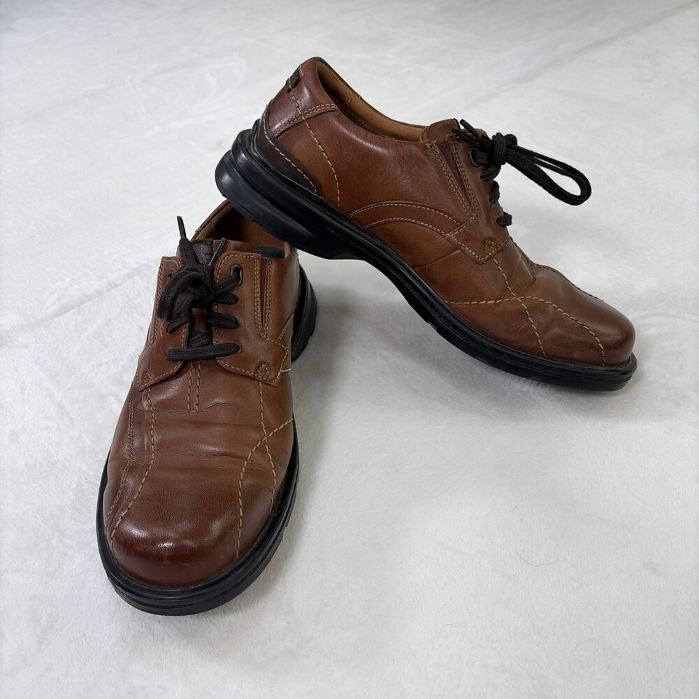 Clarks Collection Extreme Comfort Men's Brown Leather Shoes Size 9.5W Lace Up FS